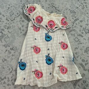 White Anthropology Dress with Flowers. Size S